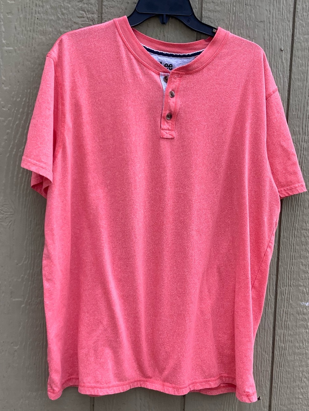 Lee Coral Short Sleeve Henley Polo size xxl